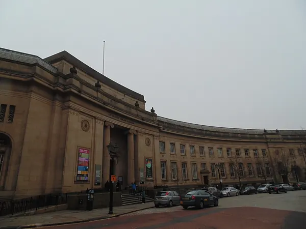 Le Mans Crescent in Bolton town centre, home of Bolton Museum, Library and Aquarium